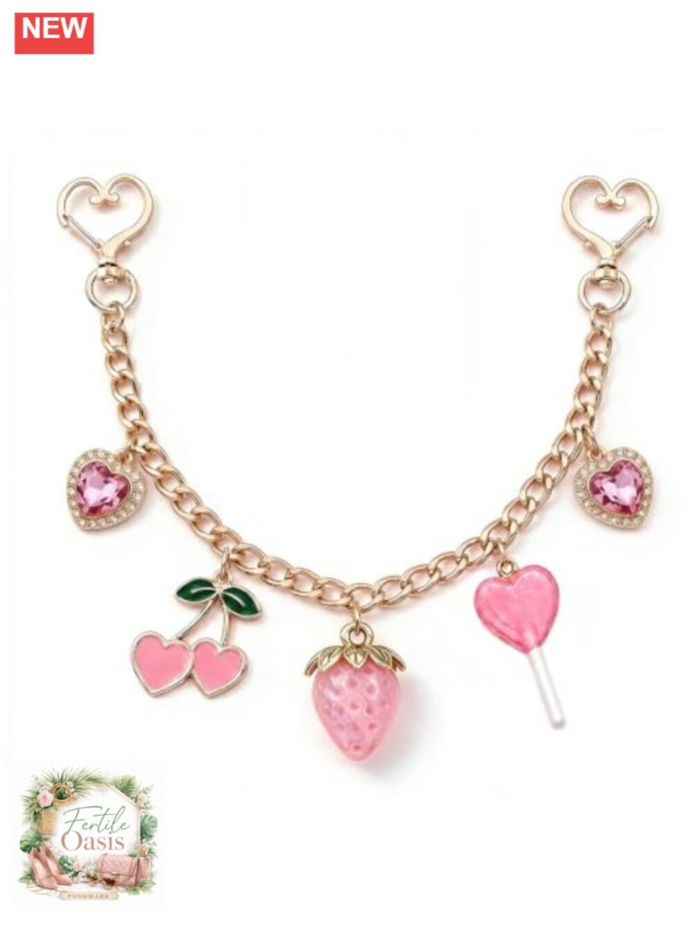 Strawberry Cherry Bag Charm Keychain Purse Accessory Coquette Y2K Kawaii